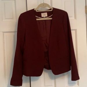 Wine colored open front blazer